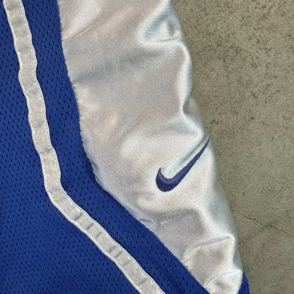 Vintage Nike Basketball Shorts Mens L Reversible Blue Mesh White Stripe Swoosh